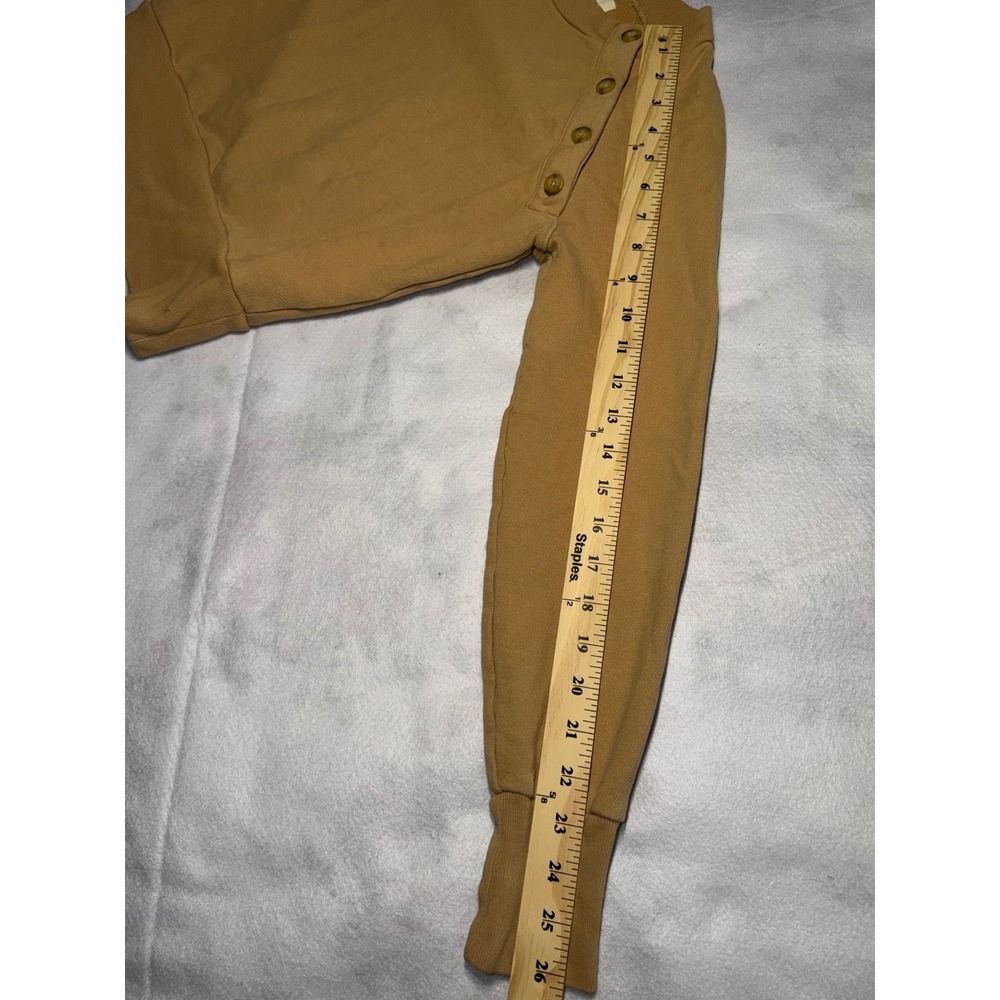Madewell Mile(s) Sweatshirt Women XXS Tan Button Shoulder Raglan Pullover - Picture 7 of 12